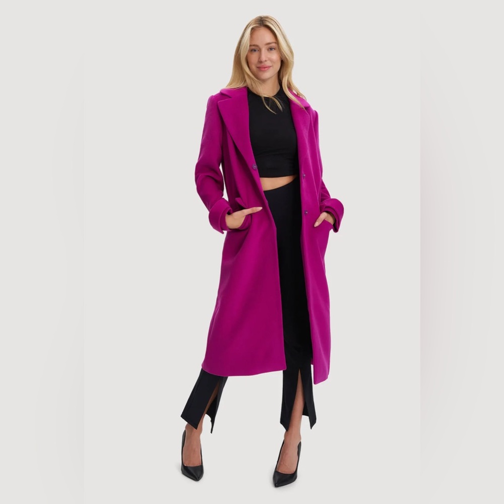 Noize Agata Long Length Vegan Wool Coat Orchid XS NWT